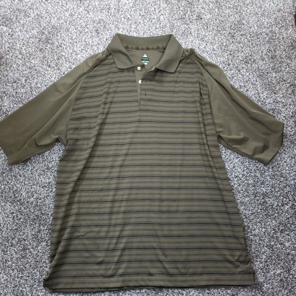Bolle Golf Men's L Large Green Striped Performance Polo